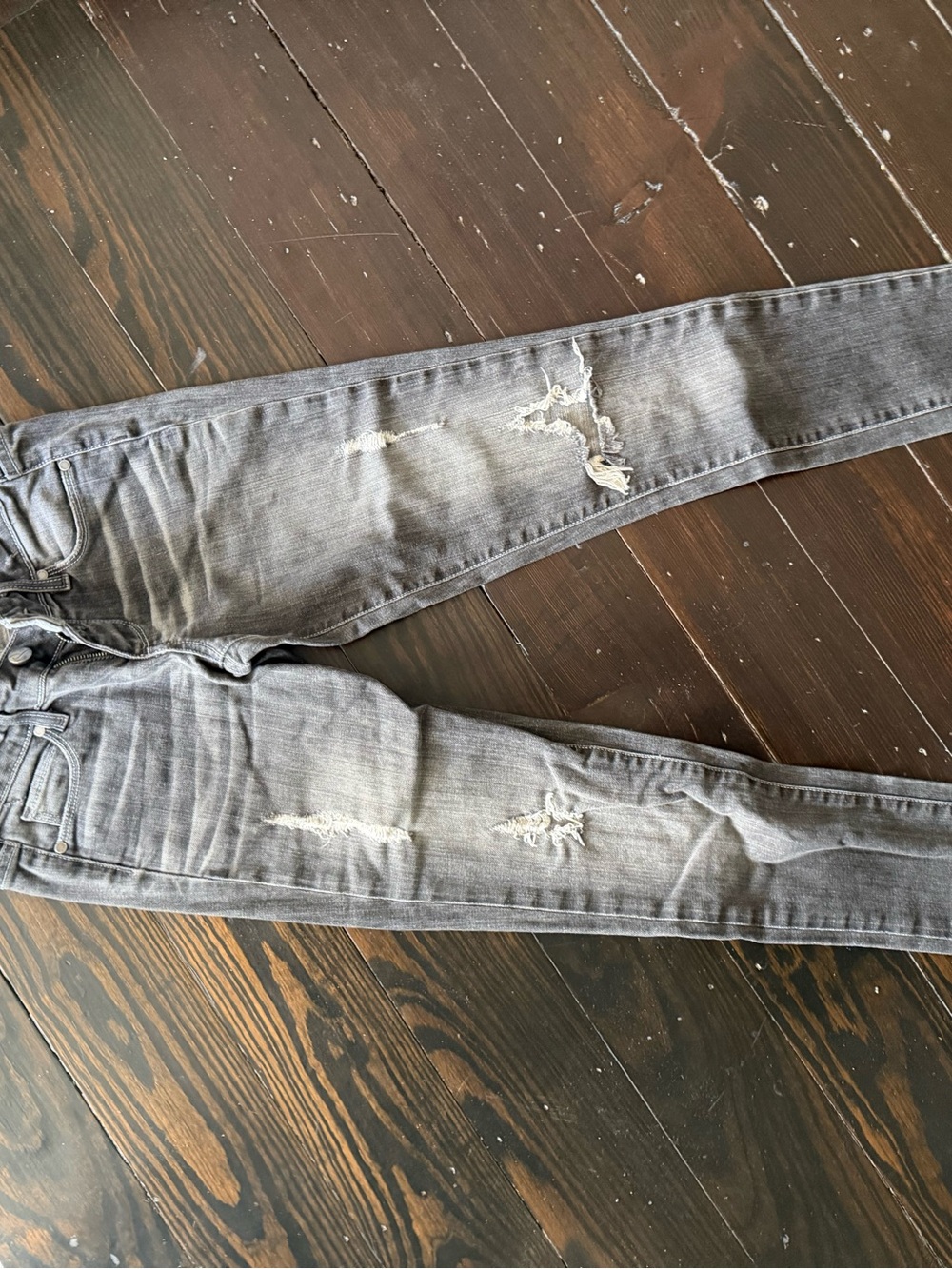 PAIGE Women's Gray Ripped Skinny Jeans